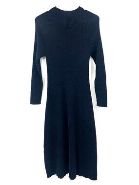 Boden 100% Cotton Ribbed Navy Maxi Length Sweater Dress Women's 8 P